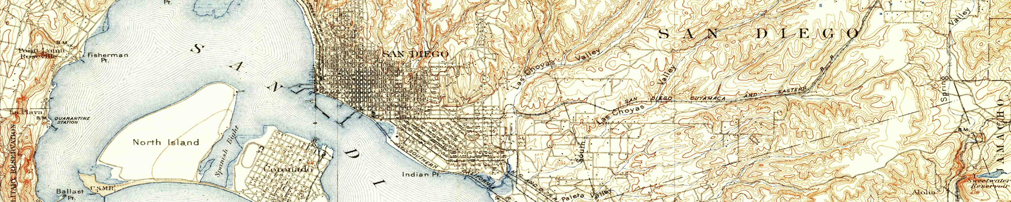 segment of historic map of San Diego 1904